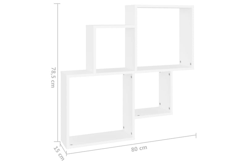 Vägghylla kubformad vit 80x15x78,5 cm spånskiva - Vit - Vägghylla