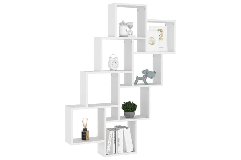 Vägghylla kubformad Vit 90x15x119 cm spånskiva - Vit - Förvaring - Hylla - Vägghylla