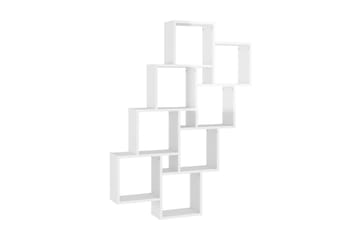 Vägghylla kubformad vit högglans 90x15x119 cm spånskiva
