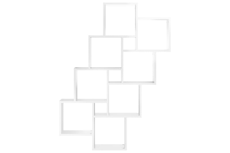 Vägghylla kubformad vit högglans 90x15x119 cm spånskiva - Vit högglans - Vägghylla