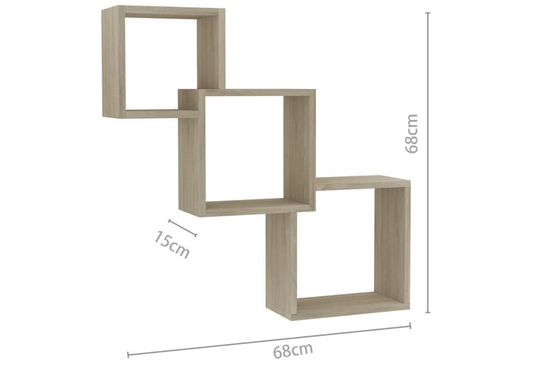 Kubhyllor sonomaek 84,5x15x27 cm spånskiva - Brun - Förvaring - Hylla - Vägghylla