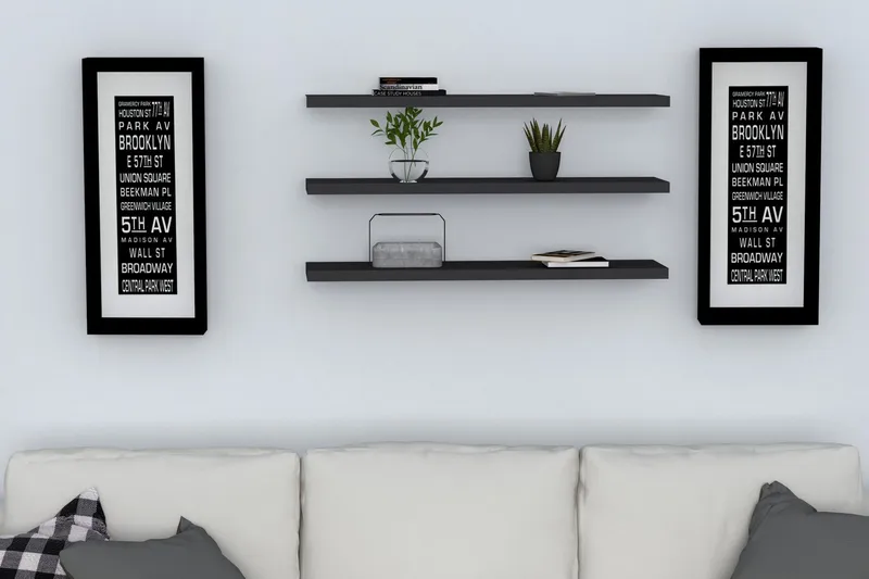 Lakasha Vägghylla 2 cm, Antracit