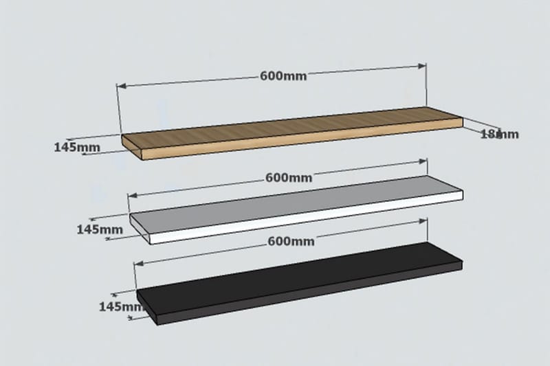 Lakasha Vägghylla 2 cm - Blå/Antracit/Vit - Förvaring - Hylla - Vägghylla