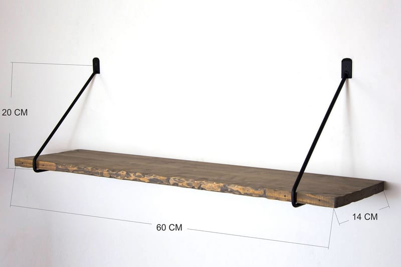 Mcgar Vägghylla 60 cm - Valnöt/Svart - Förvaring - Hylla - Vägghylla