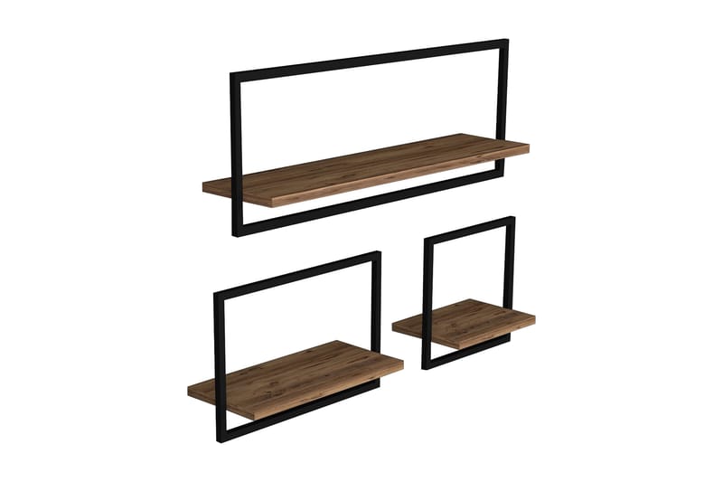 Muroran Vägghylla 80x20 cm 3 Hyllor - Brun - Förvaring - Hylla - Vägghylla