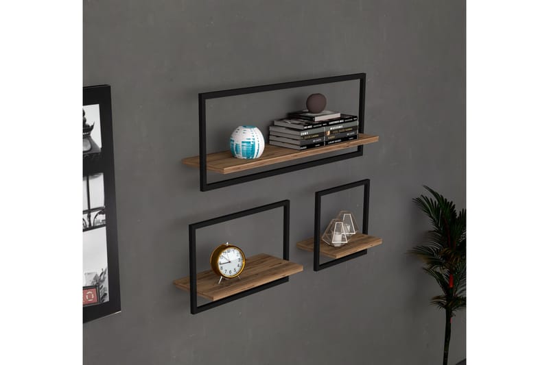 Muroran Vägghylla 80x20 cm 3 Hyllor - Brun - Förvaring - Hylla - Vägghylla