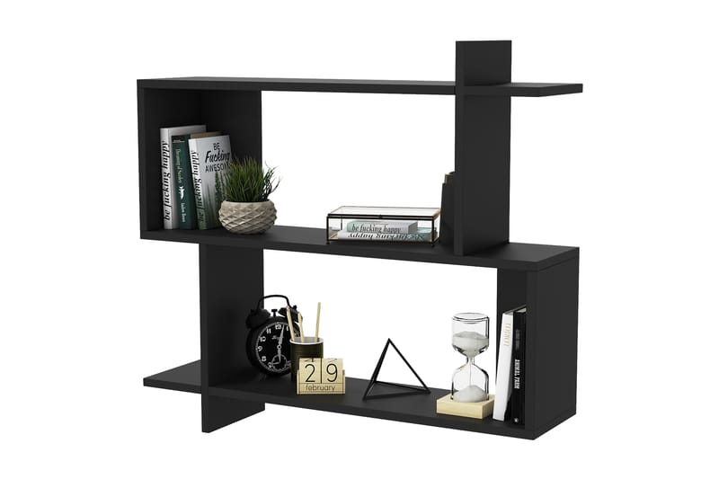 Nanakuni Vägghylla 90x22 cm 3 Hyllor - Svart - Förvaring - Hylla - Vägghylla