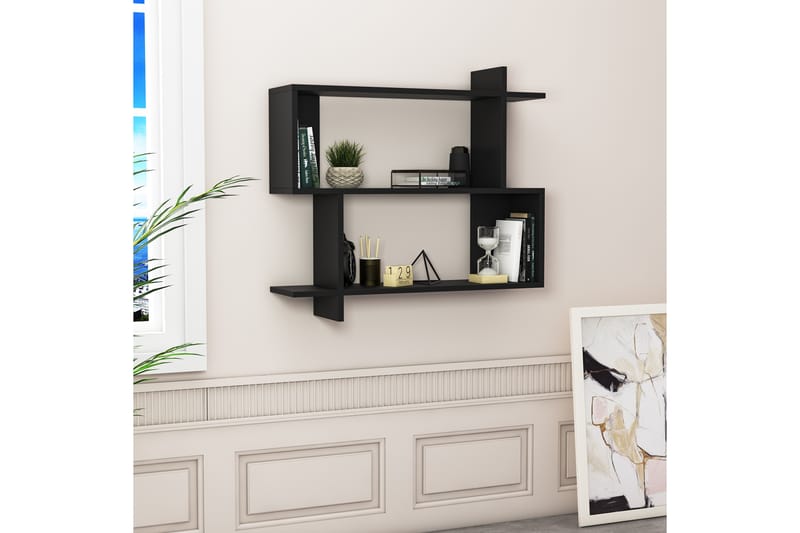Nanakuni Vägghylla 90x22 cm 3 Hyllor - Svart - Förvaring - Hylla - Vägghylla