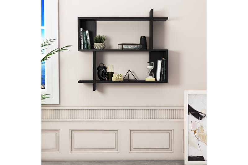 Nanakuni Vägghylla 90x22 cm 3 Hyllor - Svart - Förvaring - Hylla - Vägghylla