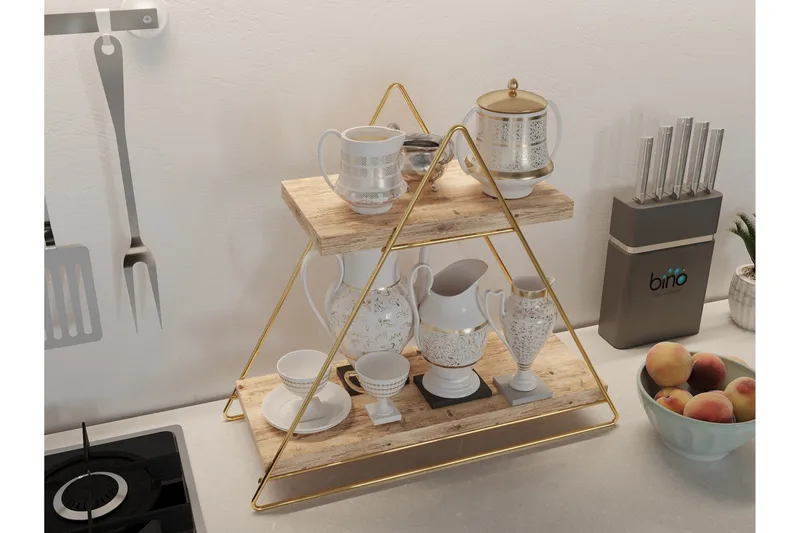 Naomasa Vägghylla 38 cm - Brun/Guld - Förvaring - Hylla - Vägghylla