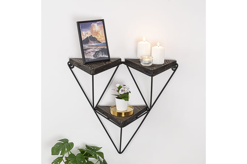 Papenbu Vägghylla 15x57 cm 3-pack - Svart/Valnöt - Förvaring - Hylla - Vägghylla