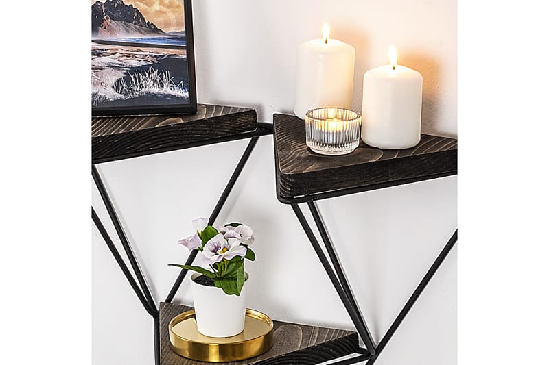 Papenbu Vägghylla 15x57 cm 3-pack - Svart/Valnöt - Förvaring - Hylla - Vägghylla