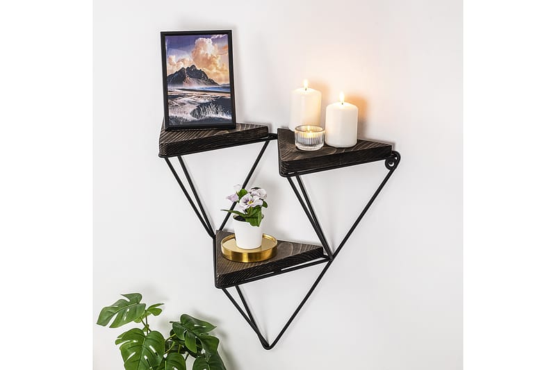 Papenbu Vägghylla 15x57 cm 3-pack - Svart/Valnöt - Förvaring - Hylla - Vägghylla
