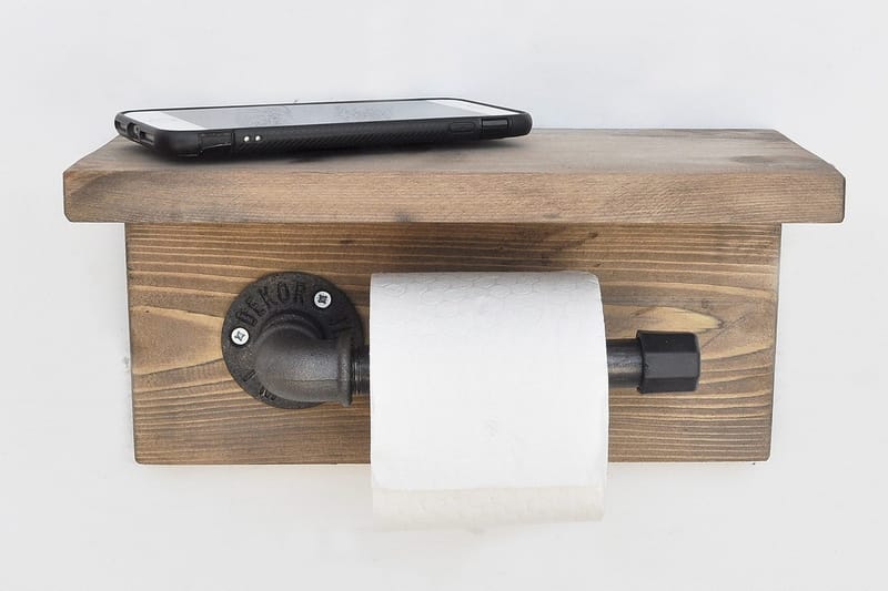 Pukkuri Pappershållare 30 cm - Brun/Svart - Hus & renovering - Kök & bad - Badrum - Badrumstillbehör - Toalettpappershållare