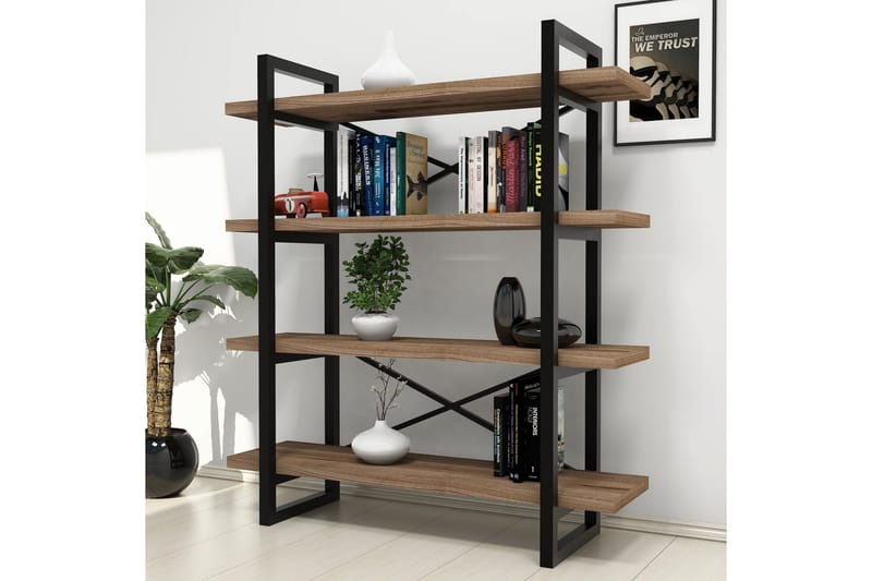 Puqa Design Bokhylla - Valnöt - Förvaring - Hylla - Vägghylla