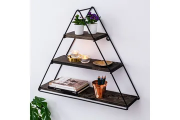 Raceme Vägghylla 60x15 cm 3 Hyllor - Svart/Mörkbrun - Förvaring - Hylla - Vägghylla