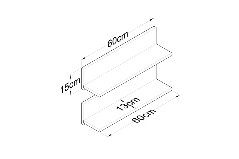 Ramulu Vägghylla 60 cm - Valnöt/Vit - Förvaring - Hylla - Vägghylla