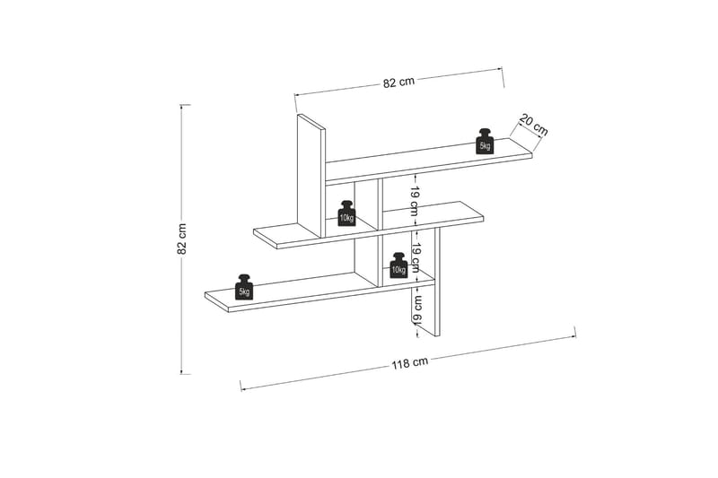 Rinorea Vägghylla 118x82 cm - Brun - Vägghylla