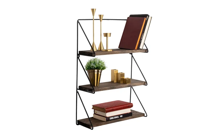 Rinorea Vägghylla 60x15 cm 3 Hyllor - Svart/Mörkbrun - Förvaring - Hylla - Vägghylla