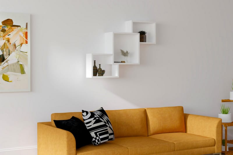Rinorea Vägghylla 98x72 cm - Vit - Förvaring - Hylla - Vägghylla