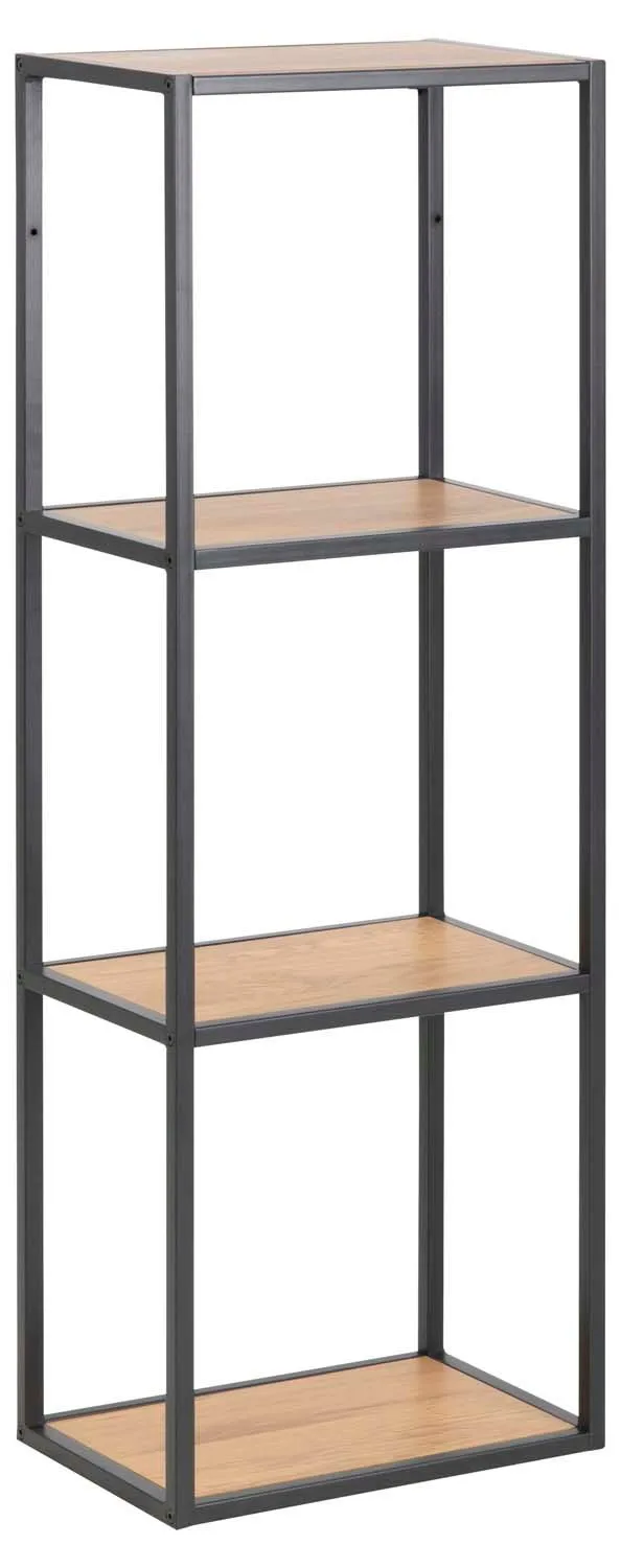 Vägghylla Seaford 24x37x108 cm, vild ek-look med svart ram