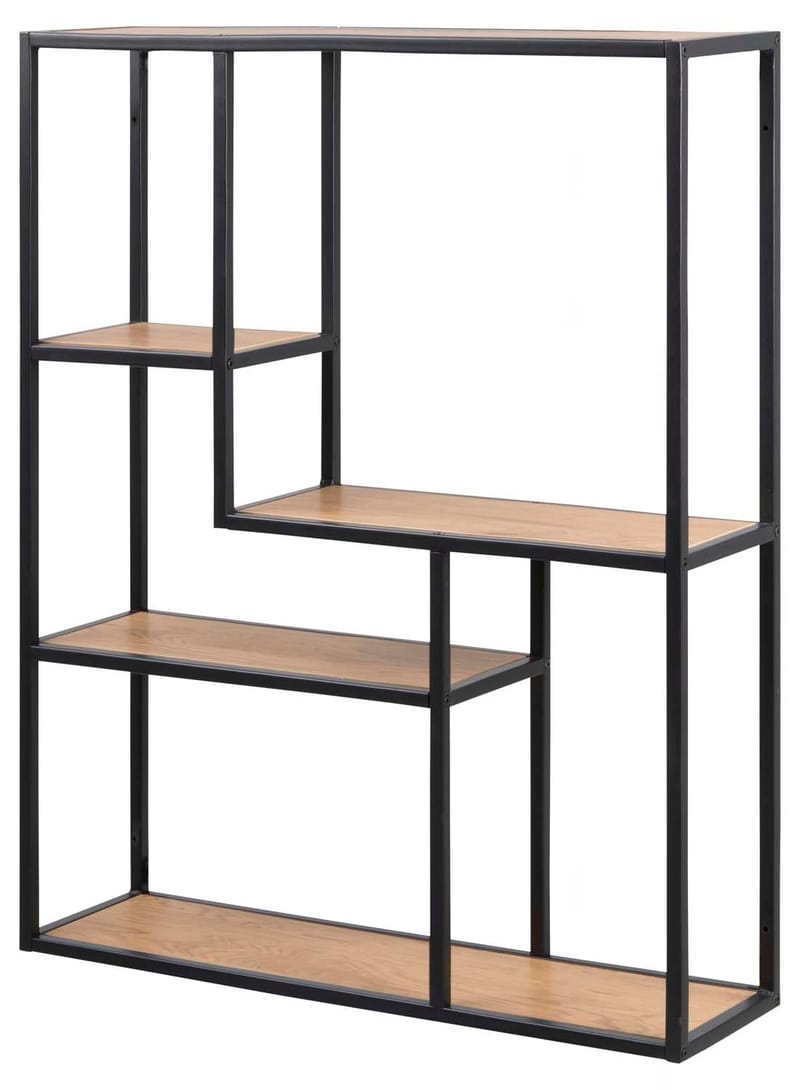 Vägghylla Seaford 75x20x91 cm - vild ek-look med svart ram - Förvaring - Hylla - Vägghylla