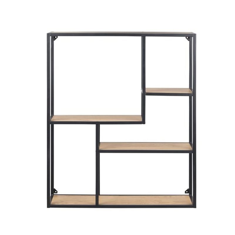 Vägghylla Seaford 75x20x91 cm - vild ek-look med svart ram - Förvaring - Hylla - Vägghylla