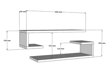 Sergoit Vägghylla 60x20 cm 4 Hyllor - Vit - Förvaring - Hylla - Vägghylla