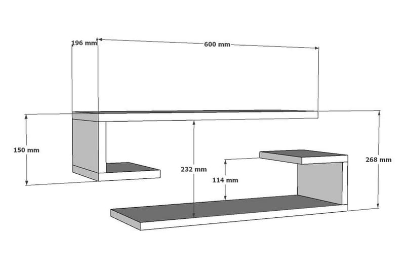 Sergoit Vägghylla 60x20 cm 4 Hyllor - Vit - Förvaring - Hylla - Vägghylla