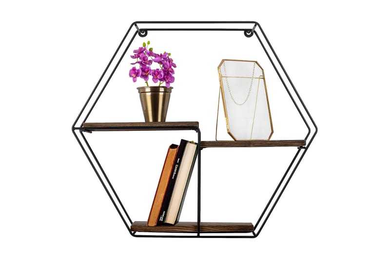 Serotinus Vägghylla 60x15 cm 3 Hyllor - Svart/Mörkbrun - Förvaring - Hylla - Vägghylla