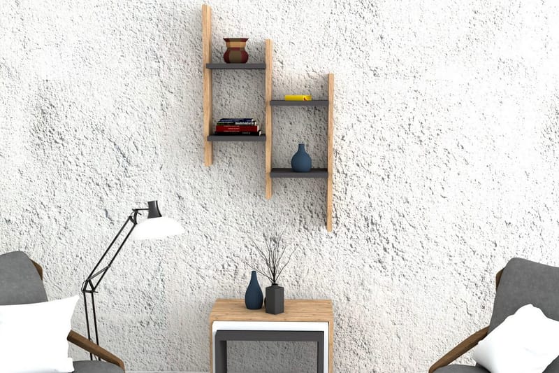 Shottisham Vägghylla 49 cm - Antracit|Valnöt - Förvaring - Hylla - Vägghylla