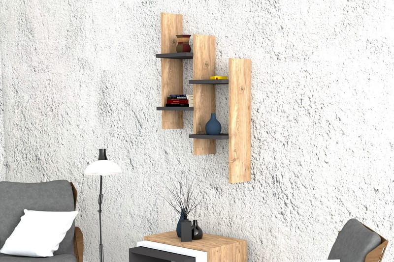 Shottisham Vägghylla 49 cm - Antracit|Valnöt - Förvaring - Hylla - Vägghylla