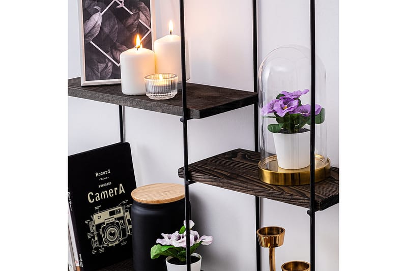 Siringo Vägghylla 60x15 cm 3 Hyllor - Svart/Mörkbrun - Förvaring - Hylla - Vägghylla