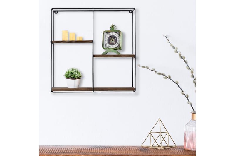 Siringo Vägghylla 60x15 cm 3 Hyllor - Svart/Mörkbrun - Förvaring - Hylla - Vägghylla