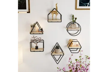 Vägghylla Sorab Rany / Svart - Guld/Svart - Förvaring - Hylla - Vägghylla