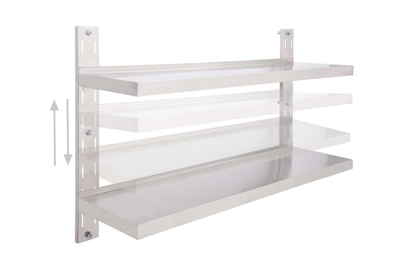 Svävande vägghylla 2 plan rostfritt stål 120x30 cm - Grå - Förvaring - Hylla - Vägghylla