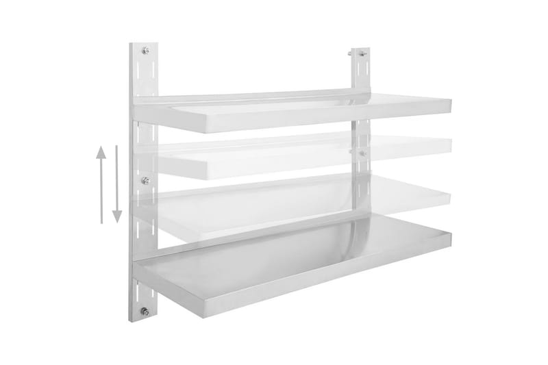 Svävande vägghylla 2 plan rostfritt stål 100x30 cm - Grå - Förvaring - Hylla - Vägghylla