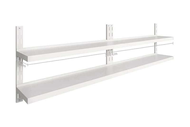 Svävande vägghylla 2 plan 2 st rostfritt stål 300x30 cm - Grå - Förvaring - Hylla - Vägghylla