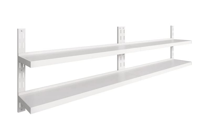 Svävande vägghylla 2 plan 2 st rostfritt stål 300x30 cm - Grå - Förvaring - Hylla - Vägghylla