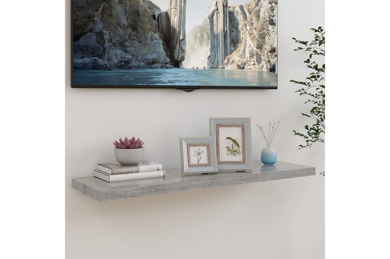 Svävande vägghylla betonggrå 100x23,5x3,8 cm MDF - Grå - Förvaring - Hylla - Vägghylla