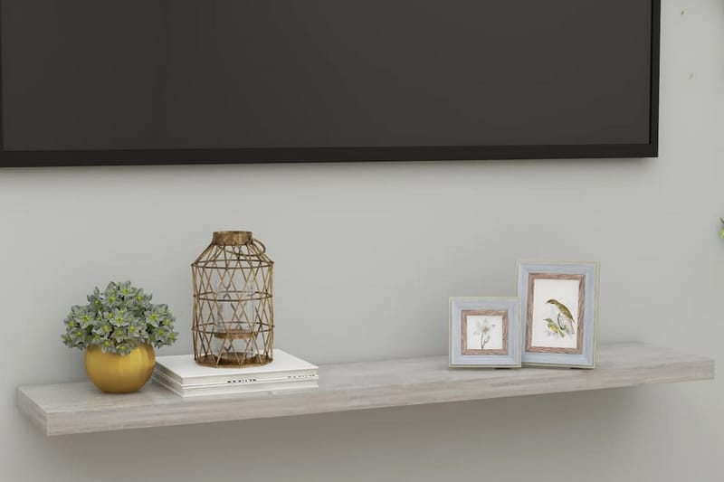 Svävande vägghylla betonggrå 120x23,5x3,8 cm MDF - Betonggrå - Förvaring - Hylla - Vägghylla