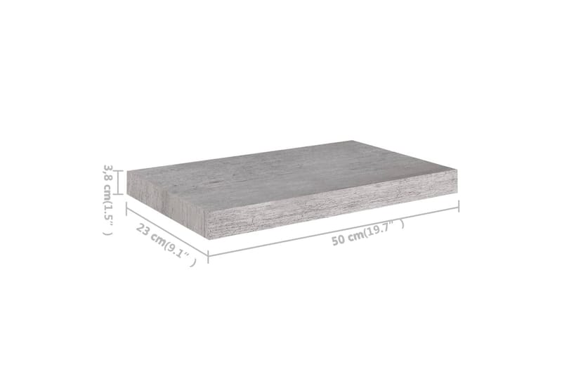Svävande vägghylla betonggrå 50x23x3,8 cm MDF - Betonggrå - Vägghylla