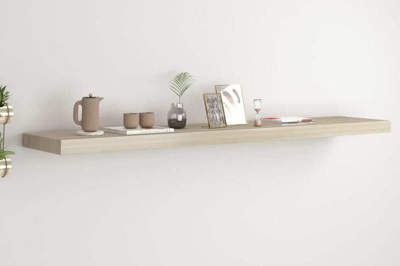 Svävande vägghylla ek 120x23,5x3,8 cm MDF - Brun - Förvaring - Hylla - Vägghylla