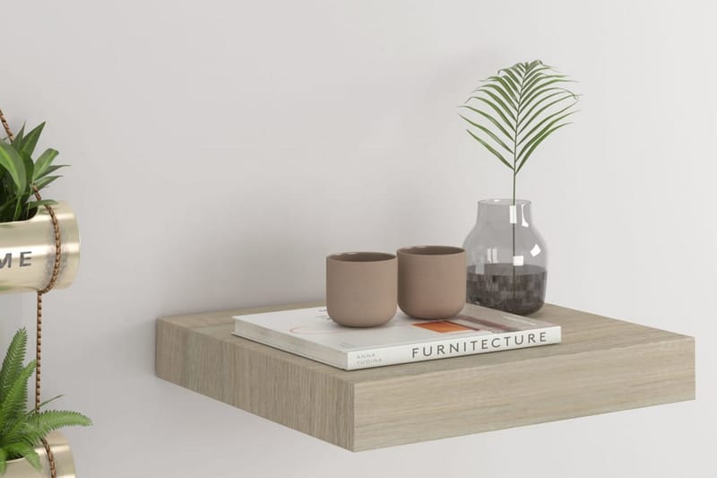 Svävande vägghylla ek 23x23,5x3,8 cm MDF - Brun - Förvaring - Hylla - Vägghylla