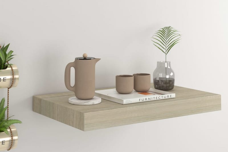 Svävande vägghylla ek 40x23x3,8 cm MDF - Brun - Förvaring - Hylla - Vägghylla
