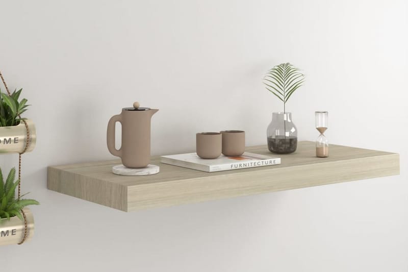 Svävande vägghylla ek 60x23,5x3,8 cm MDF - Brun - Förvaring - Hylla - Vägghylla
