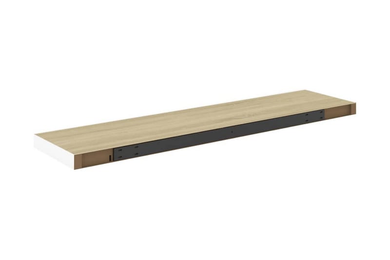 Svävande vägghylla ek och vit 100x23,5x3,8 cm MDF - Vit - Förvaring - Hylla - Vägghylla