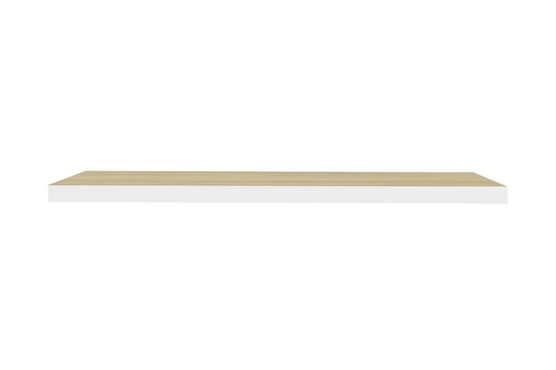 Svävande vägghylla ek och vit 100x23,5x3,8 cm MDF - Vit - Förvaring - Hylla - Vägghylla