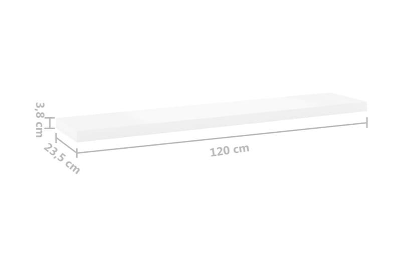 Svävande vägghylla ek och vit 120x23,5x3,8 cm MDF - Vit/Trä - Vägghylla