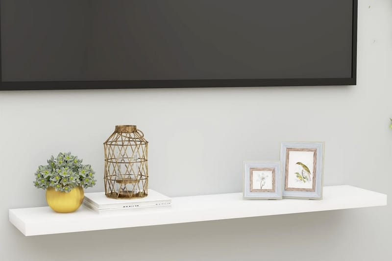 Svävande vägghylla ek och vit 120x23,5x3,8 cm MDF - Vit/Trä - Förvaring - Hylla - Vägghylla
